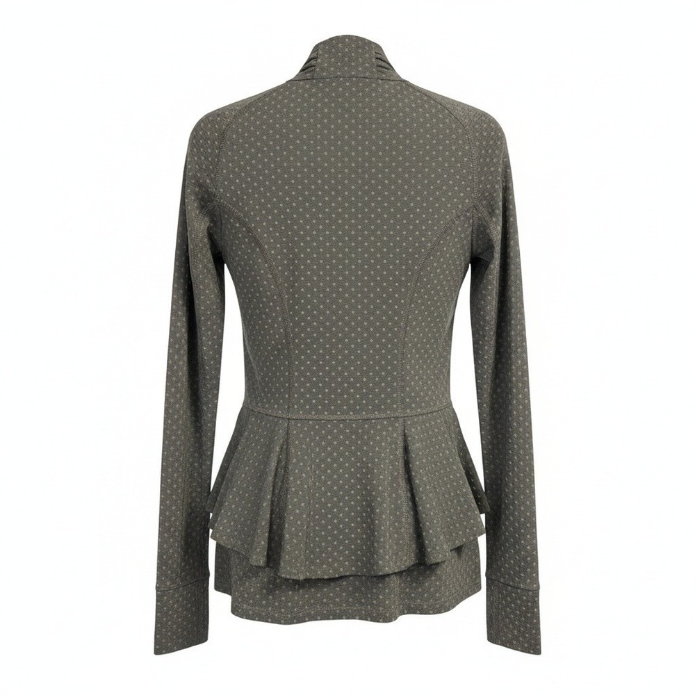 Pure + Good Peplum Full Zip Jacket XS Gray Polka Dot Athleisure Yoga‎ Excellent - Picture 2 of 8